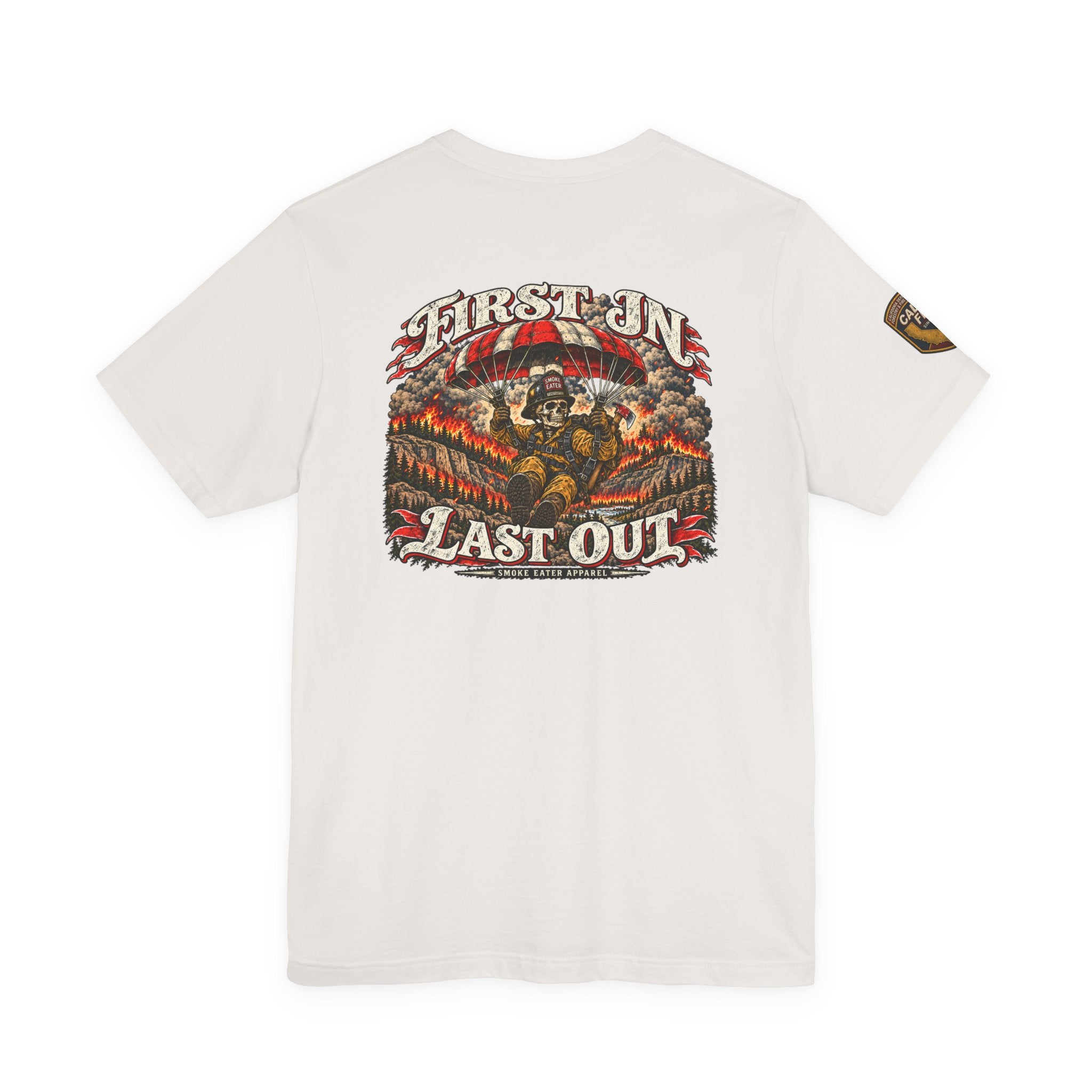 Skull Firefighter Graphic Tee | CAL FIRE Plane, Wildfire Smoke