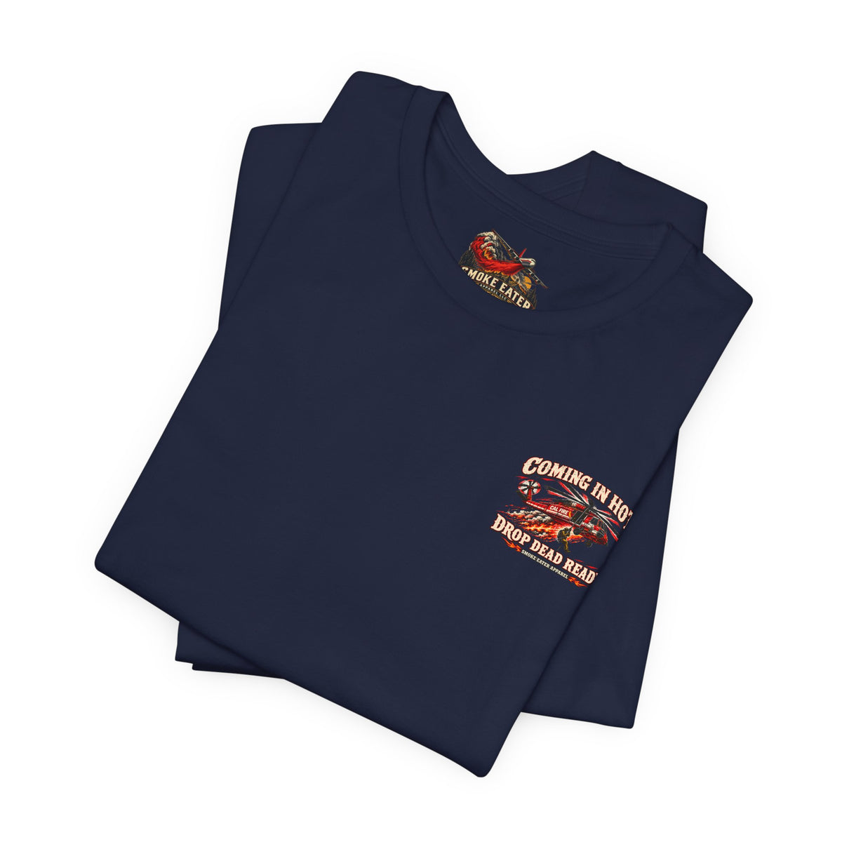 Drop Dead Ready Skeleton Wildland Firefighter Helicopter T-Shirt
