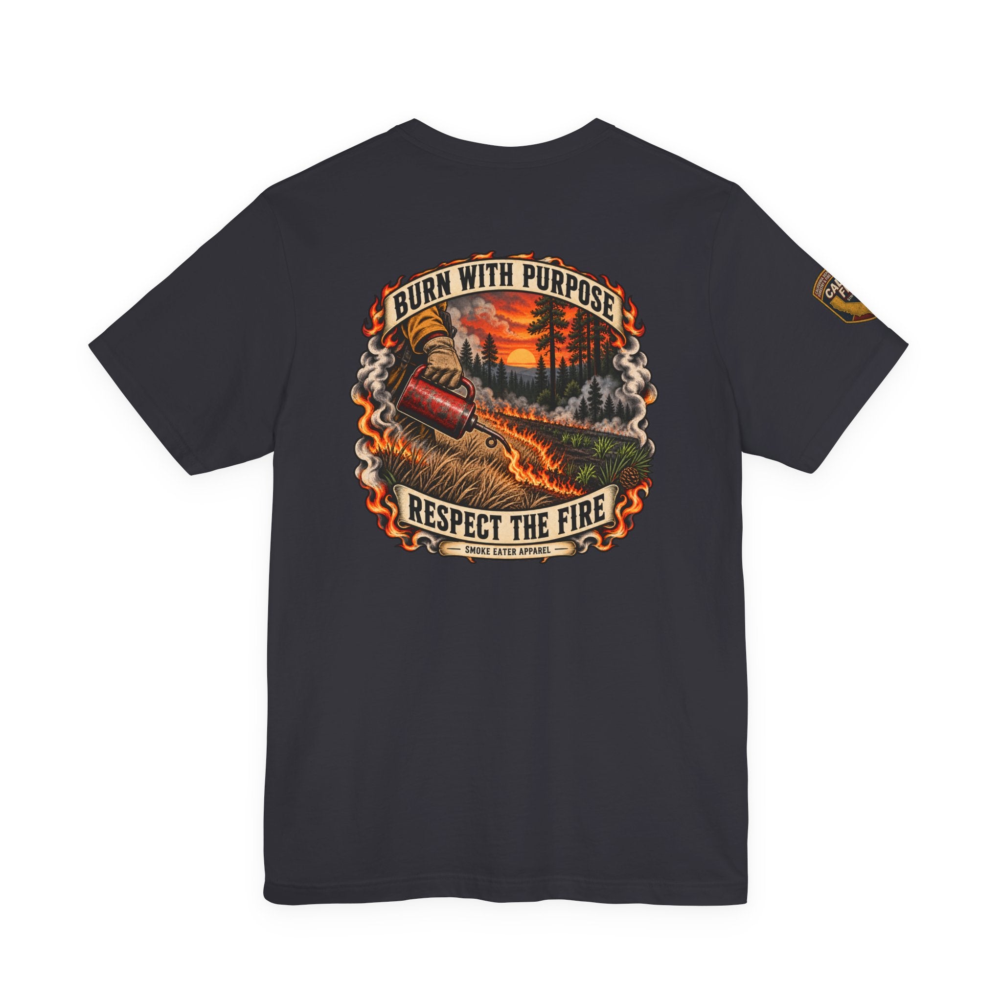 Skull Firefighter Graphic Tee | CAL FIRE Plane, Wildfire Smoke