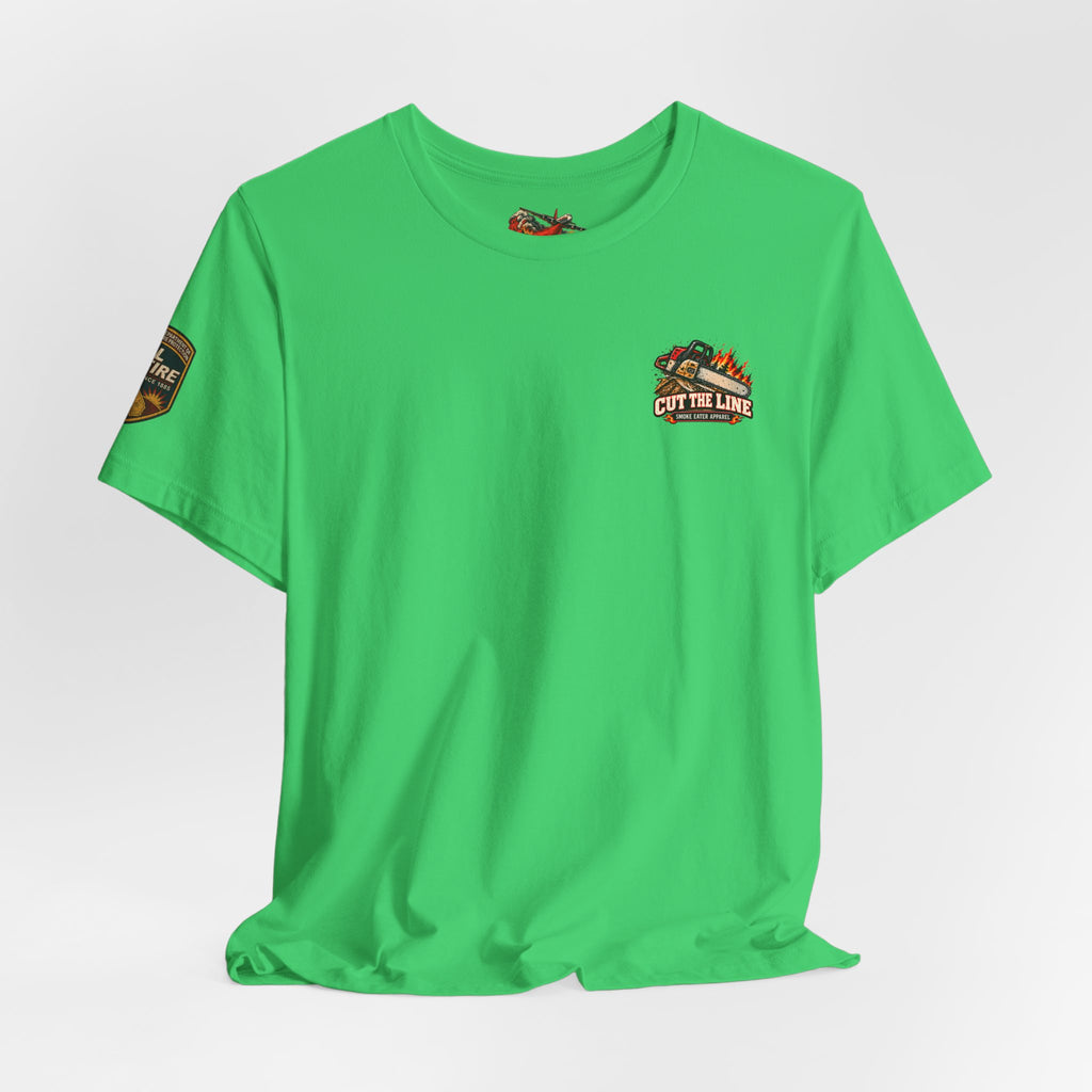 Cut the Line – Female Wildland Firefighter Chainsaw T-Shirt