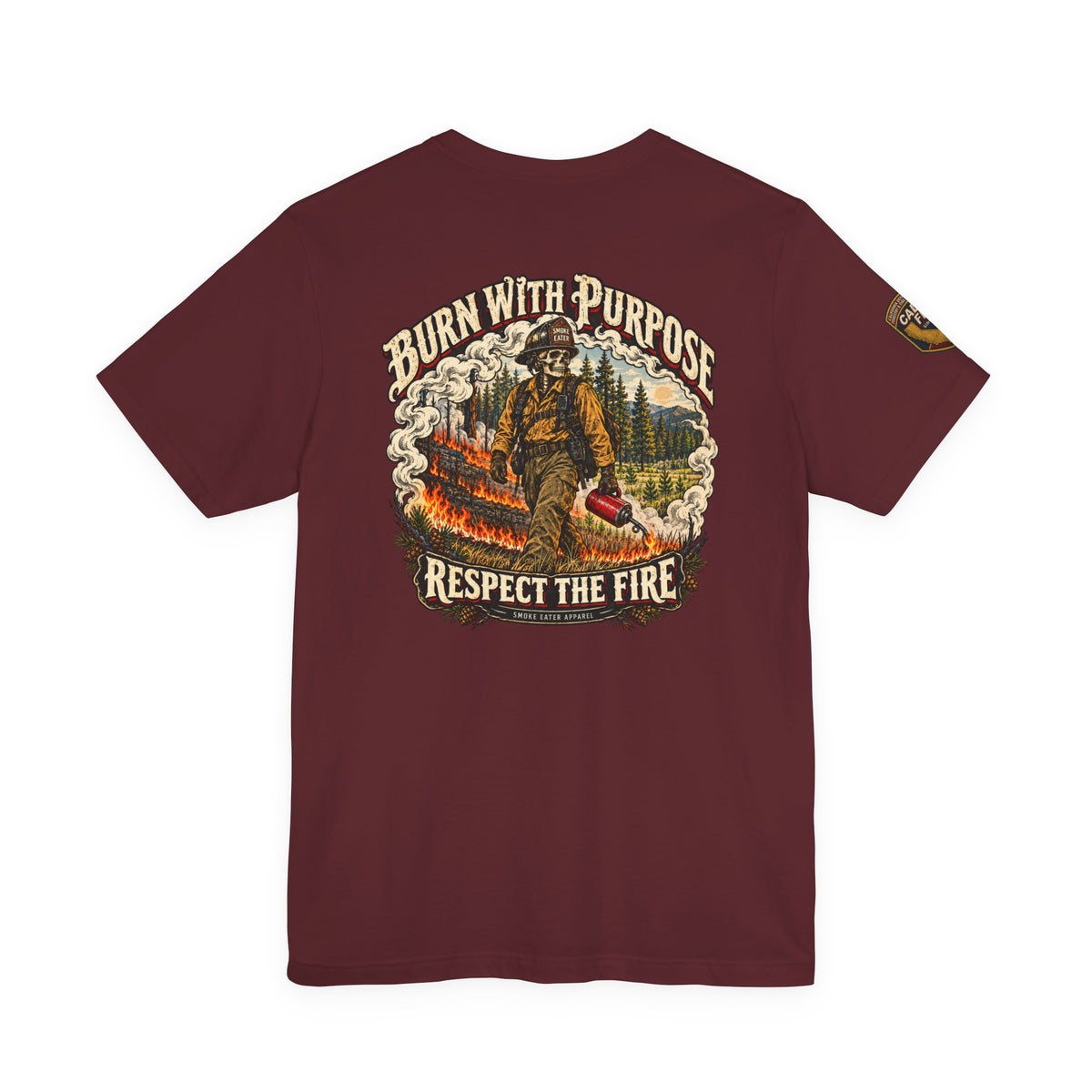 Copy of Skull Firefighter Graphic Tee | CAL FIRE Plane, Wildfire Smoke