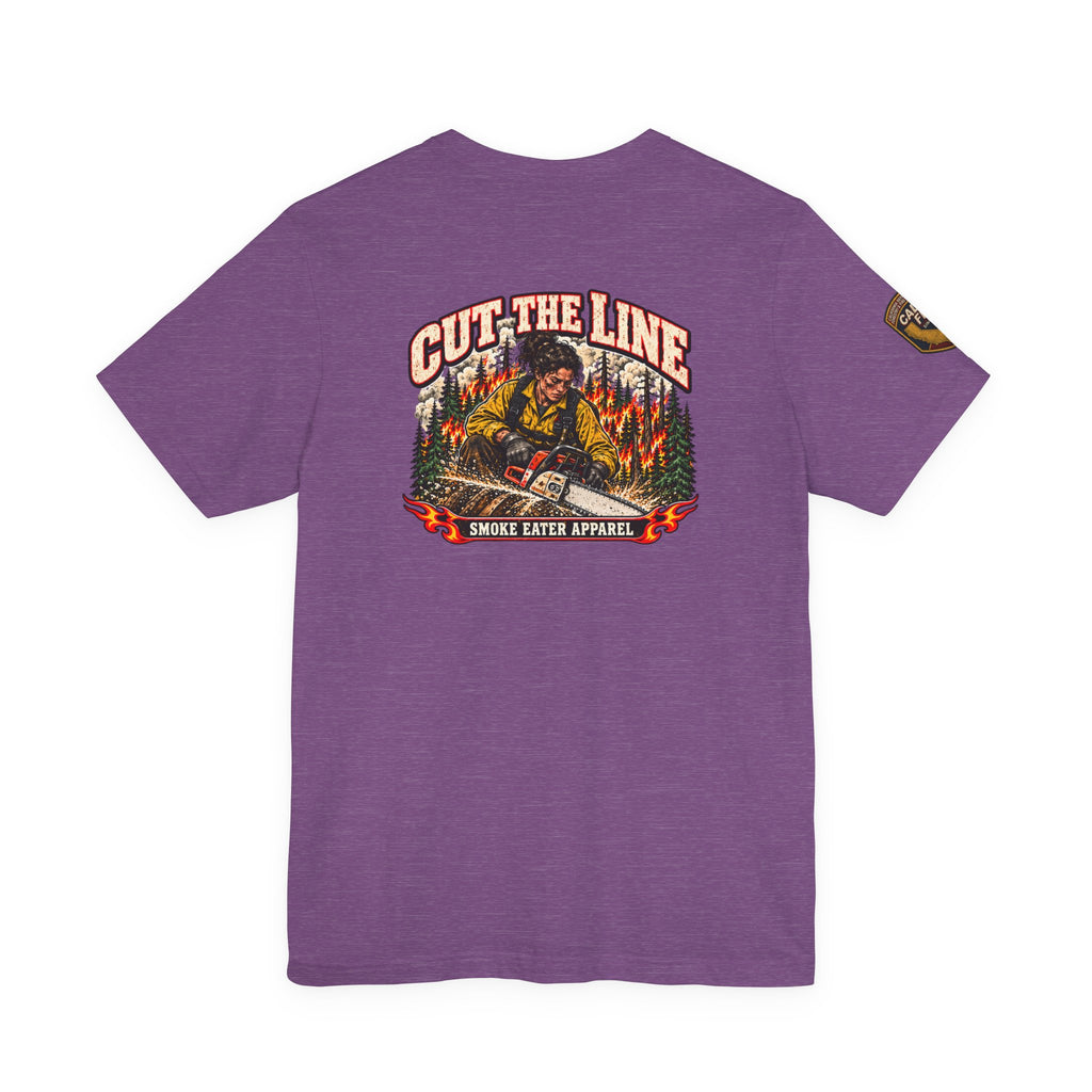 Cut the Line – Female Wildland Firefighter Chainsaw T-Shirt