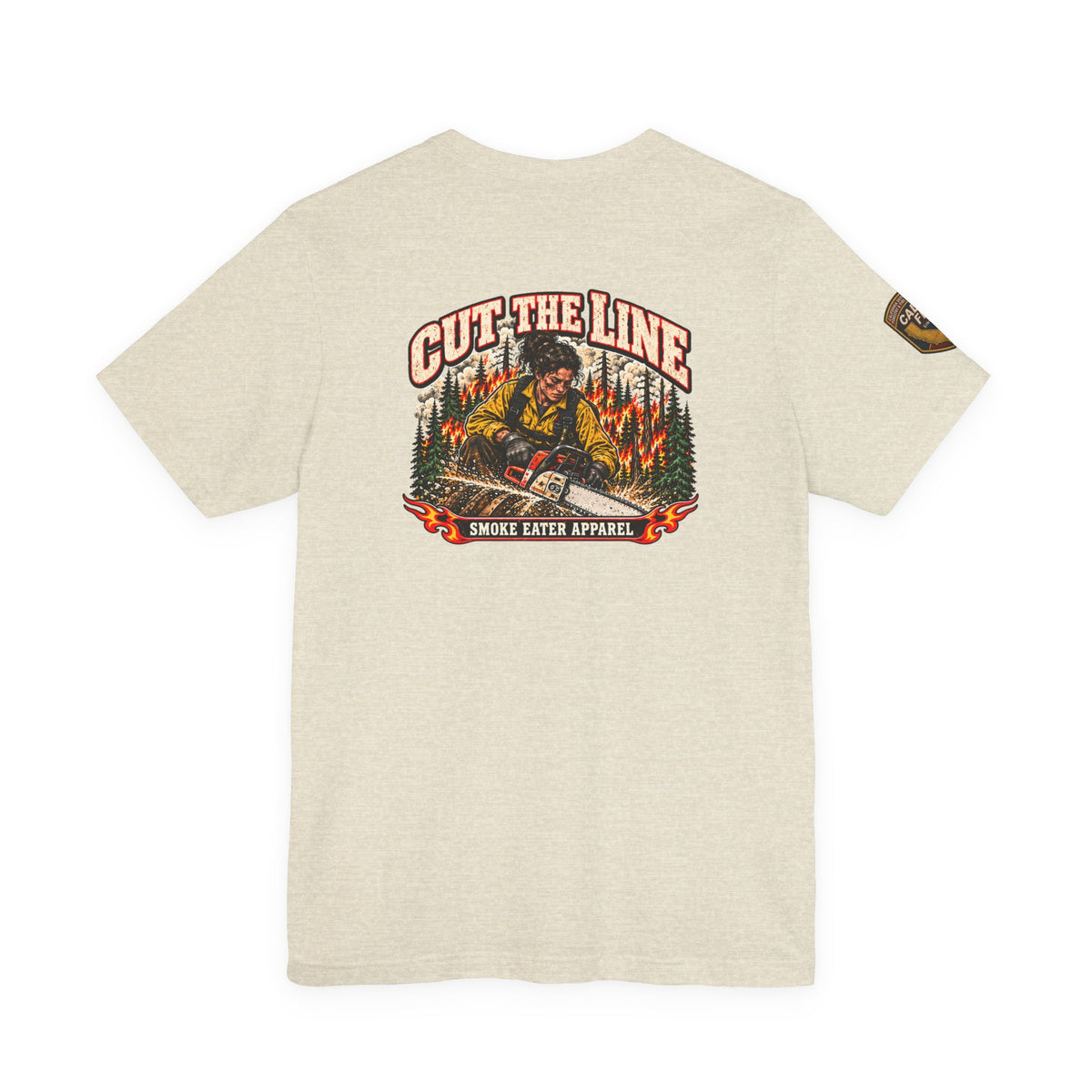 Cut the Line – Female Wildland Firefighter Chainsaw T-Shirt