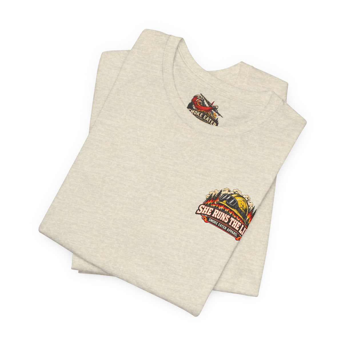 She Runs the Line – Female Wildland Firefighter Crew Leader T-Shirt