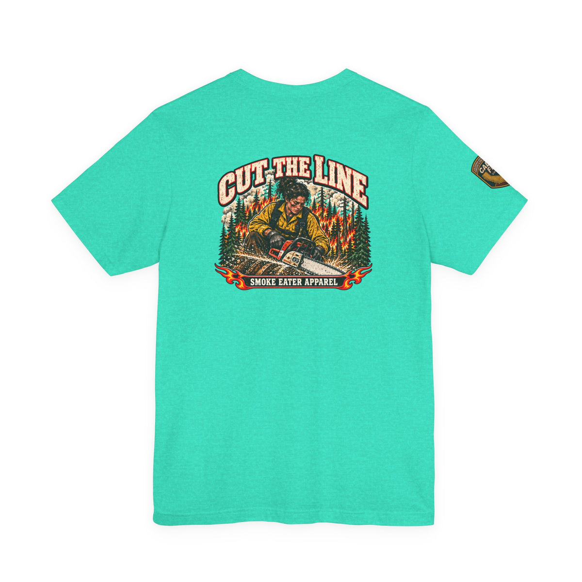 Cut the Line – Female Wildland Firefighter Chainsaw T-Shirt