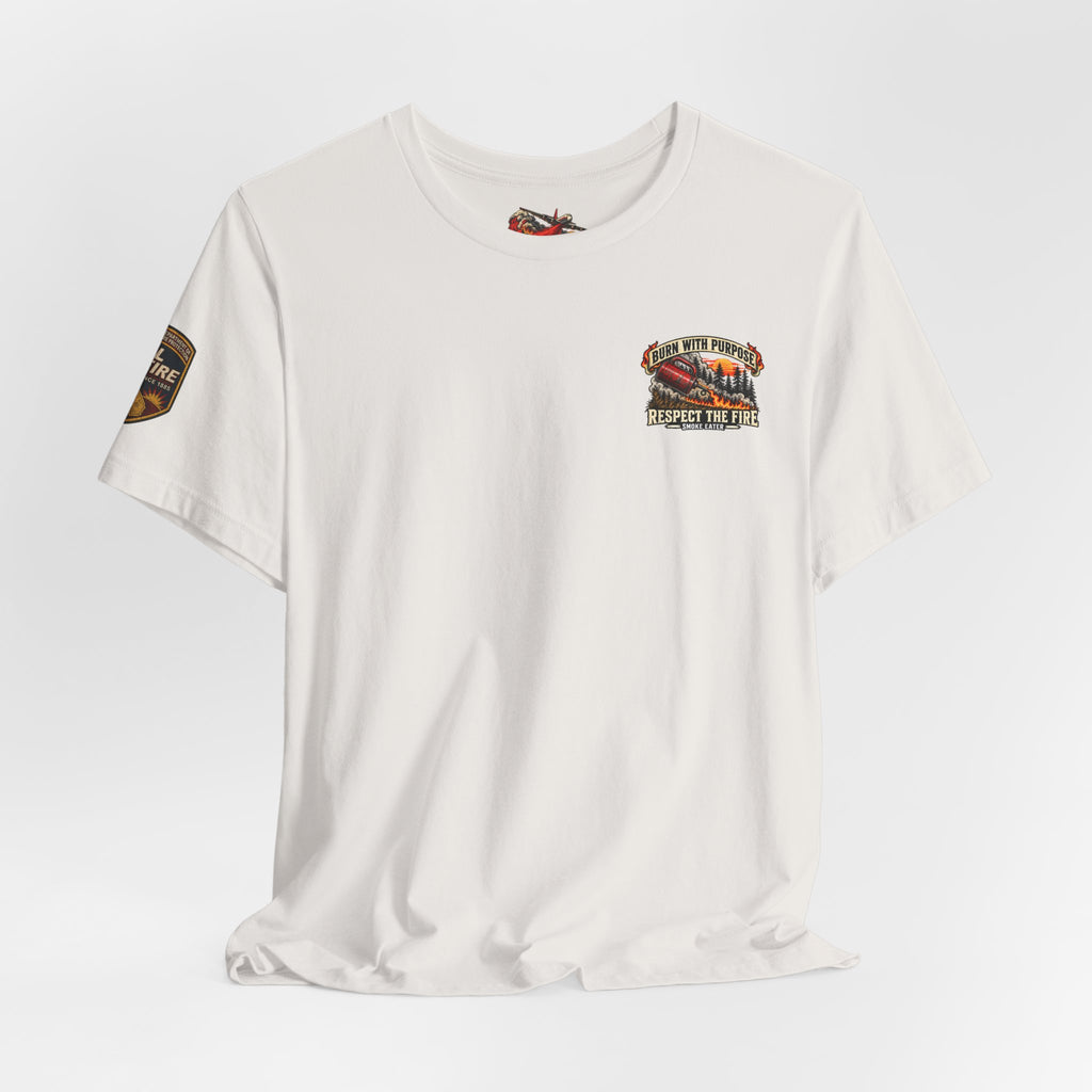 Skull Firefighter Graphic Tee | CAL FIRE Plane, Wildfire Smoke
