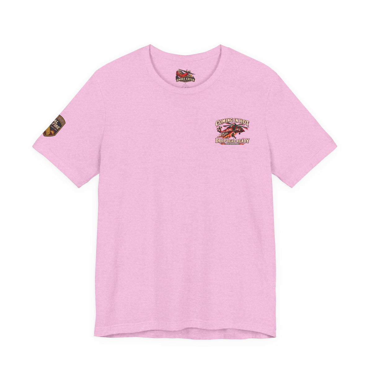 Drop Dead Ready Skeleton Wildland Firefighter Helicopter T-Shirt