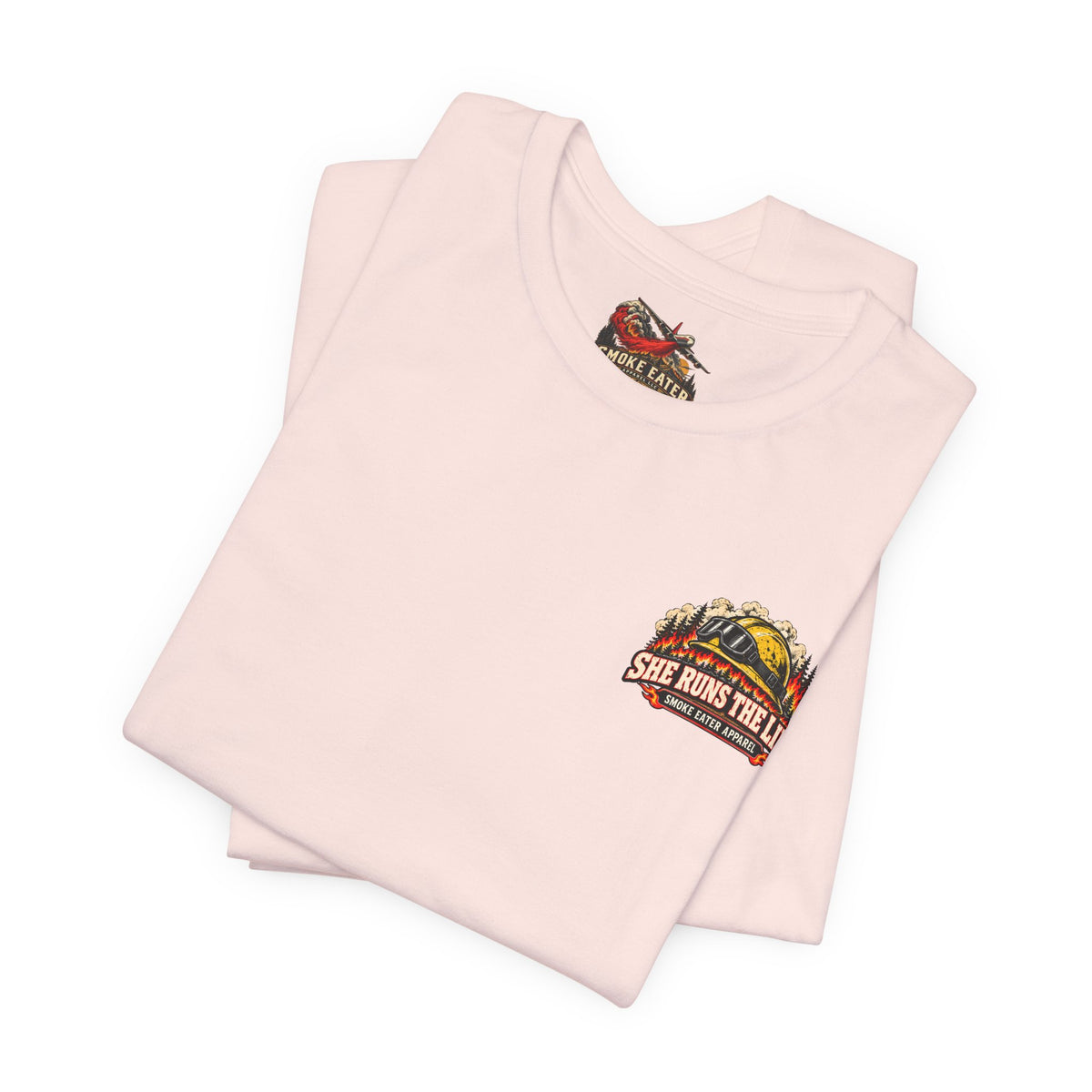 She Runs the Line – Female Wildland Firefighter Crew Leader T-Shirt