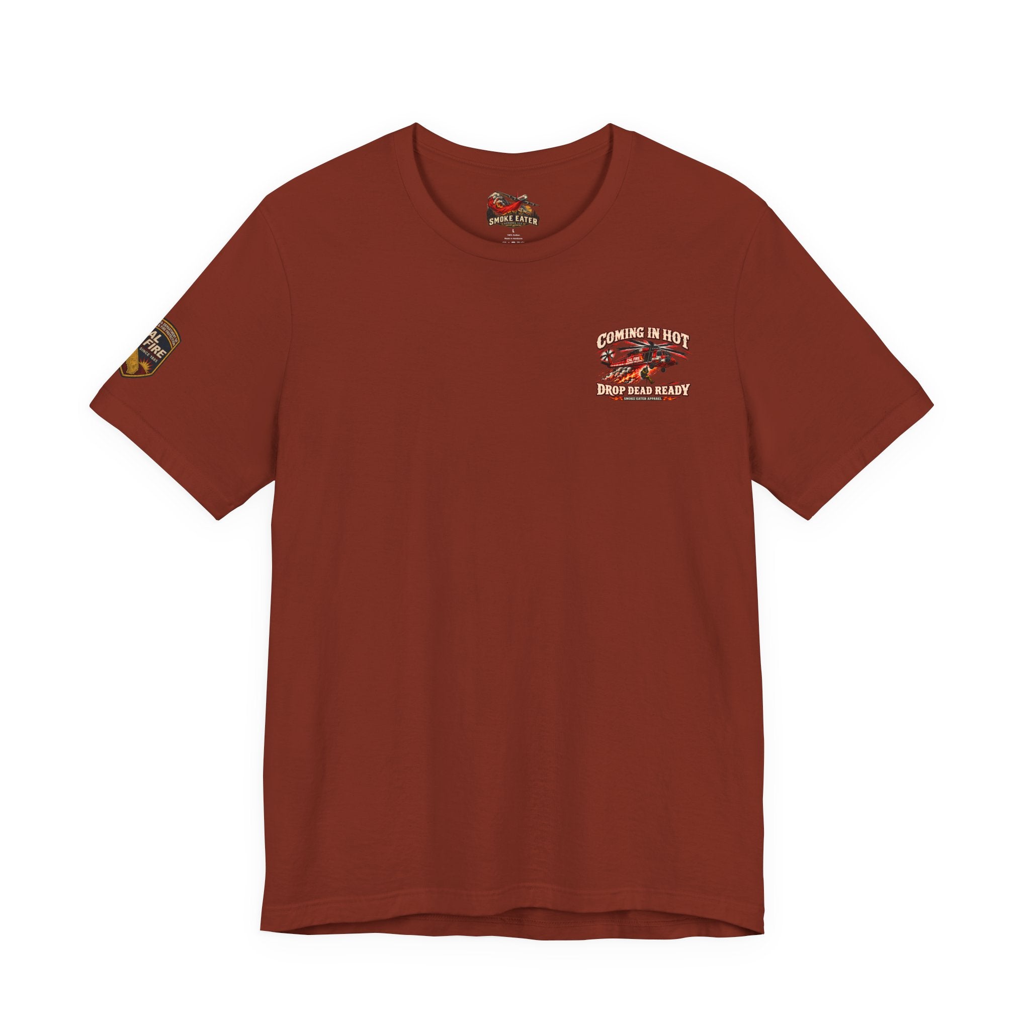 Drop Dead Ready Skeleton Wildland Firefighter Helicopter T-Shirt