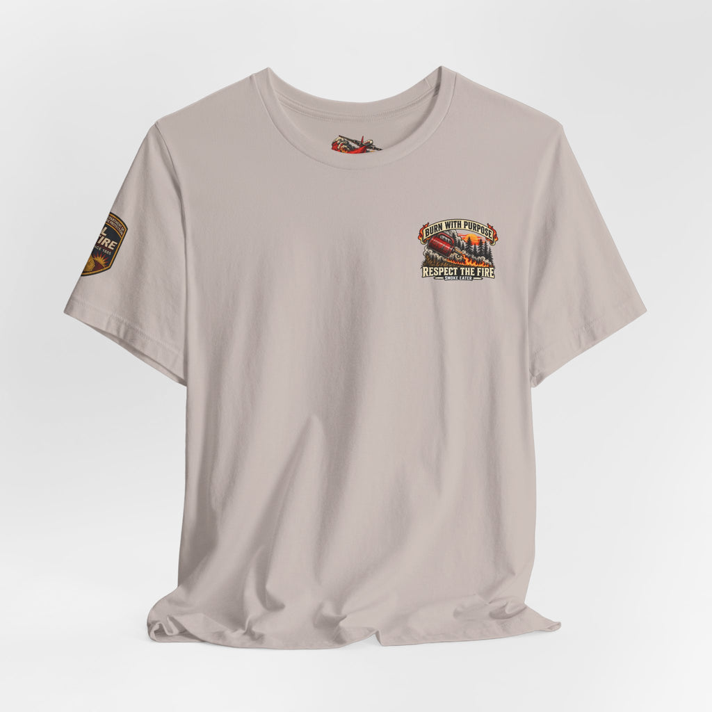 Skull Firefighter Graphic Tee | CAL FIRE Plane, Wildfire Smoke
