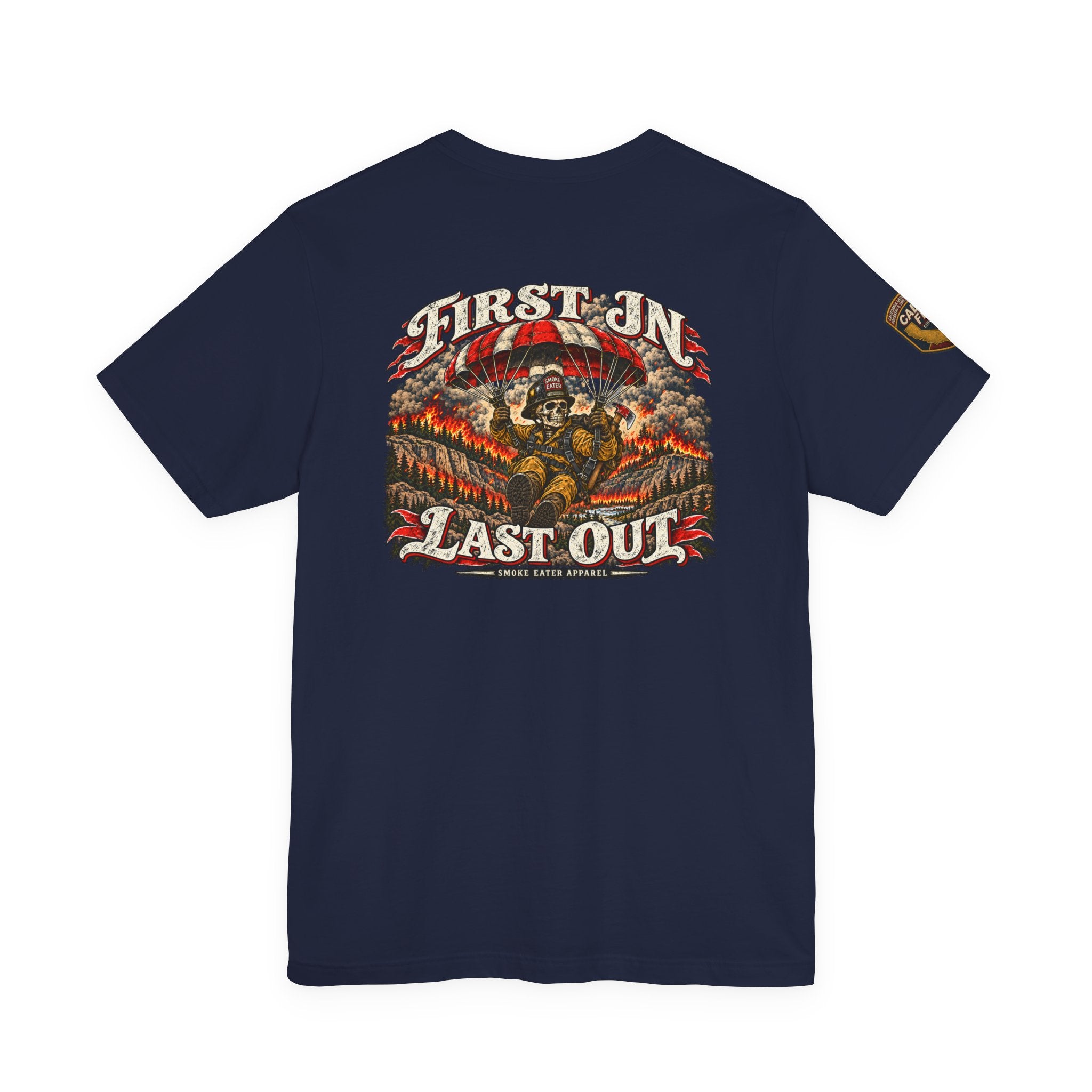 Skull Firefighter Graphic Tee | CAL FIRE Plane, Wildfire Smoke