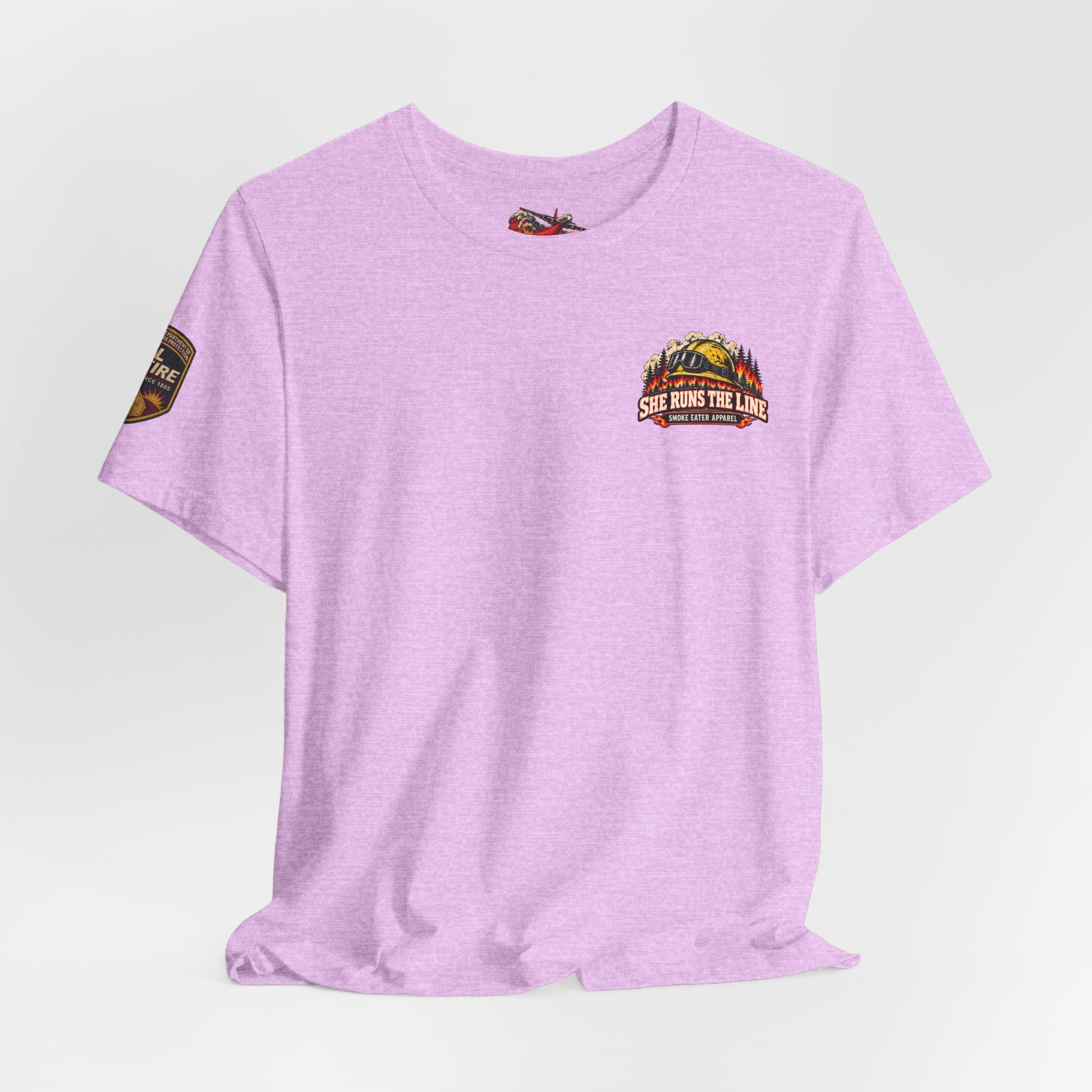 She Runs the Line – Female Wildland Firefighter Crew Leader T-Shirt