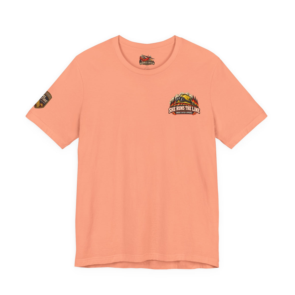 She Runs the Line – Female Wildland Firefighter Crew Leader T-Shirt