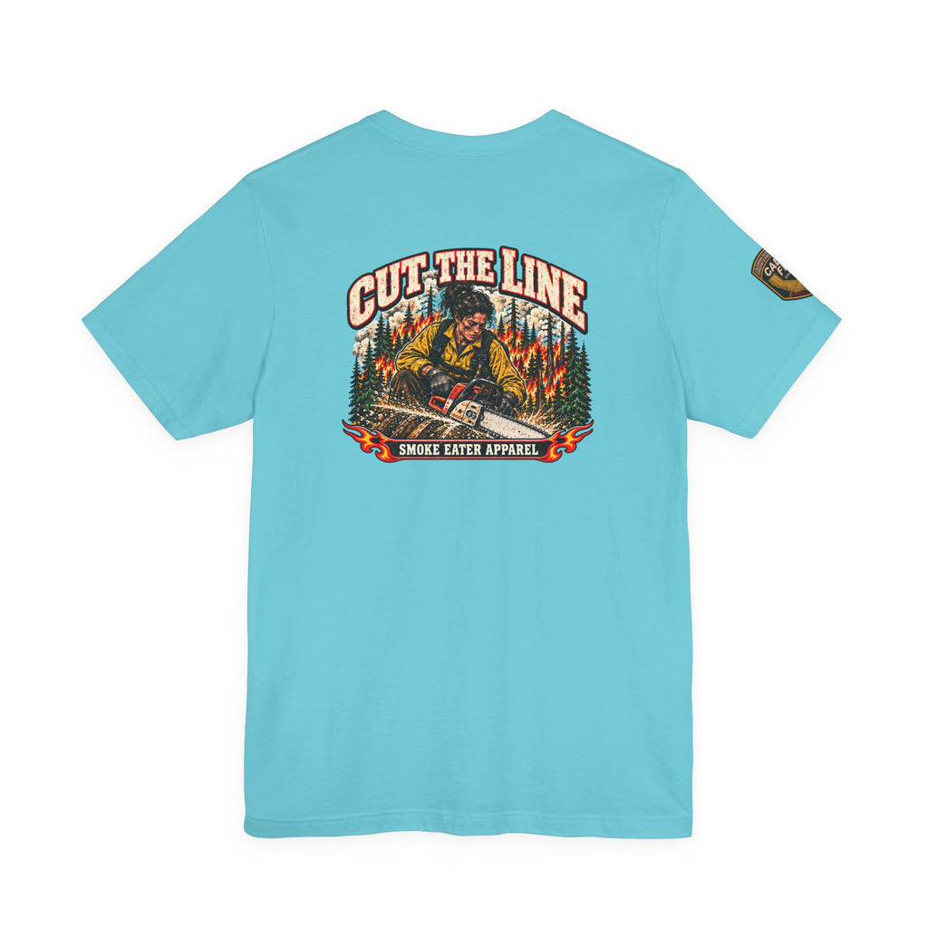 Cut the Line – Female Wildland Firefighter Chainsaw T-Shirt