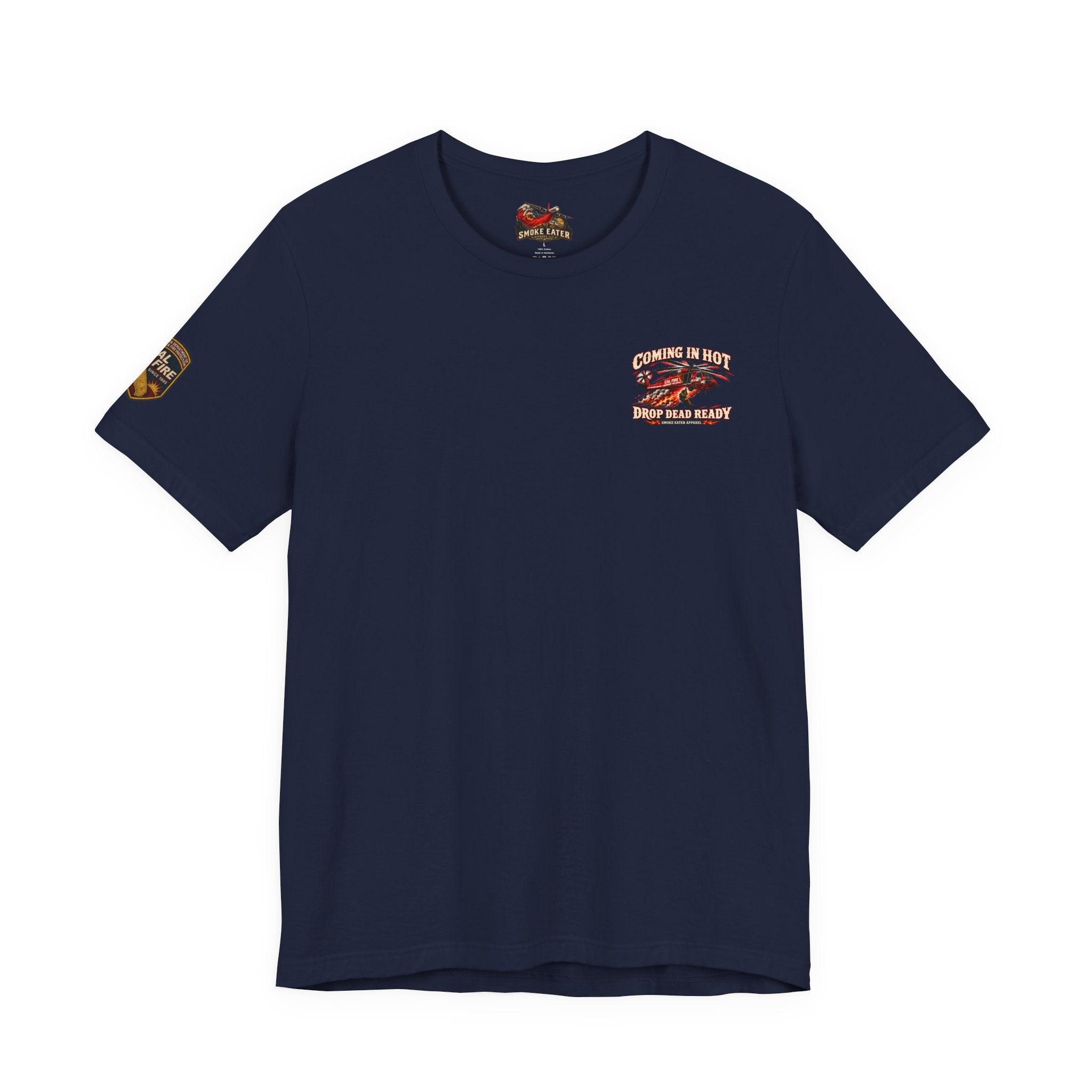 Drop Dead Ready Skeleton Wildland Firefighter Helicopter T-Shirt