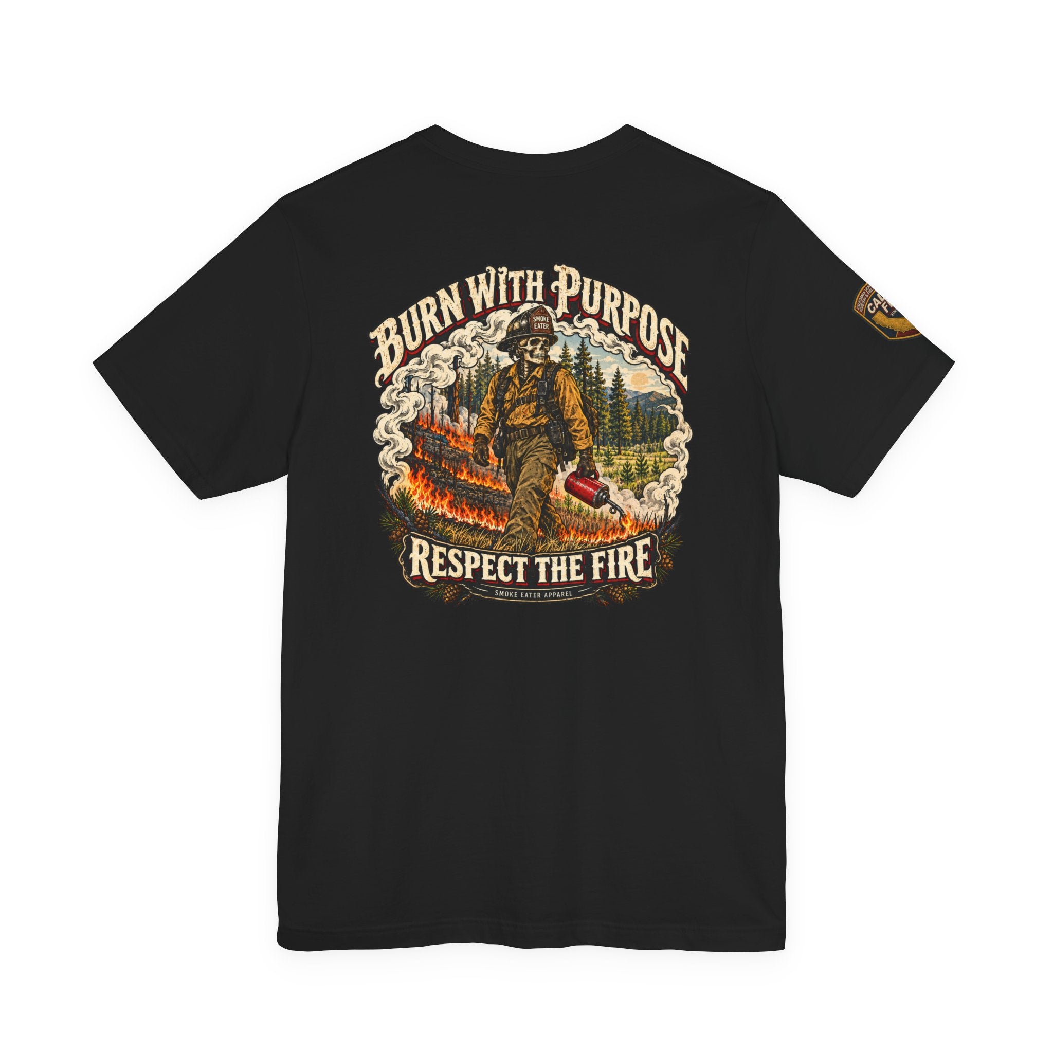 Copy of Skull Firefighter Graphic Tee | CAL FIRE Plane, Wildfire Smoke