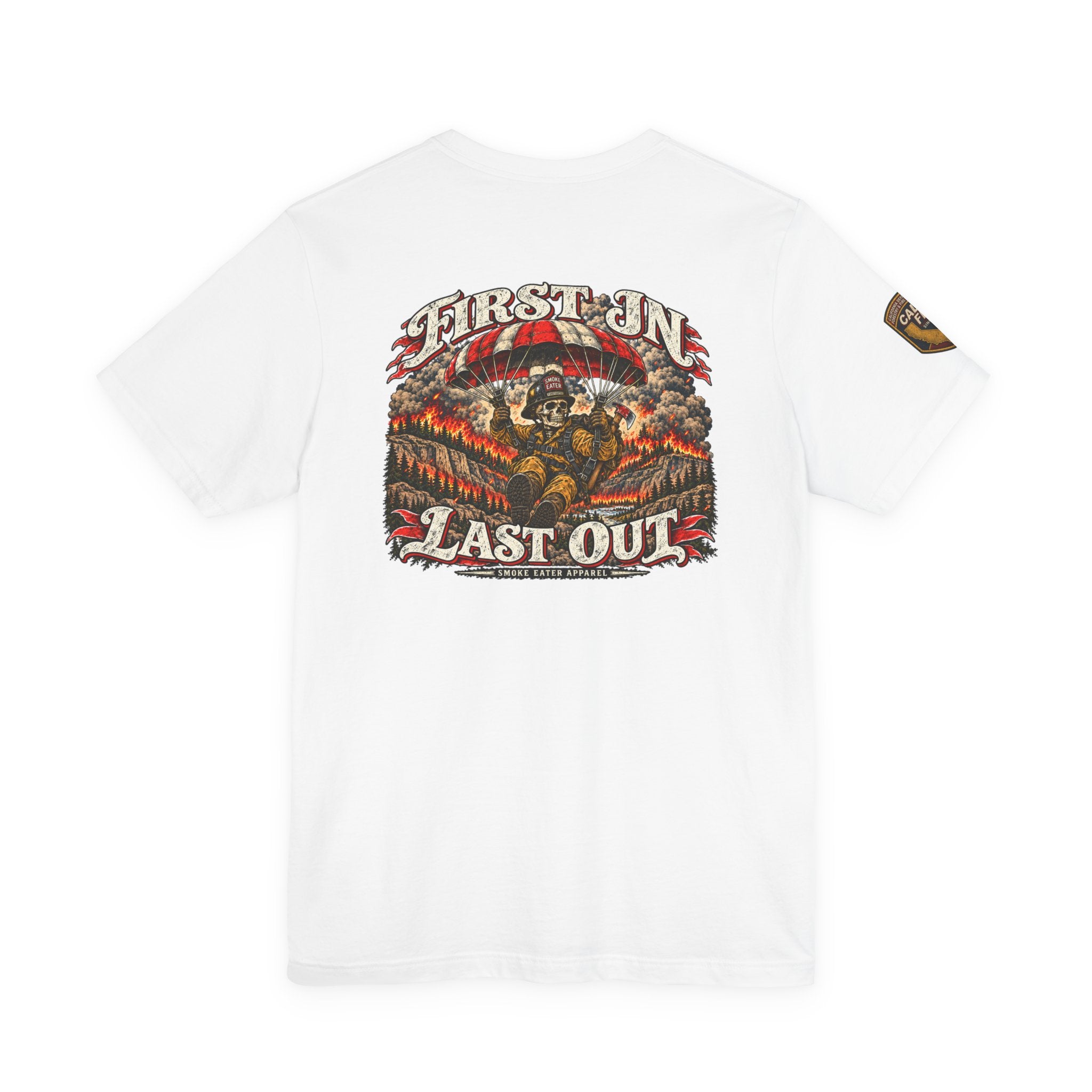 Skull Firefighter Graphic Tee | CAL FIRE Plane, Wildfire Smoke