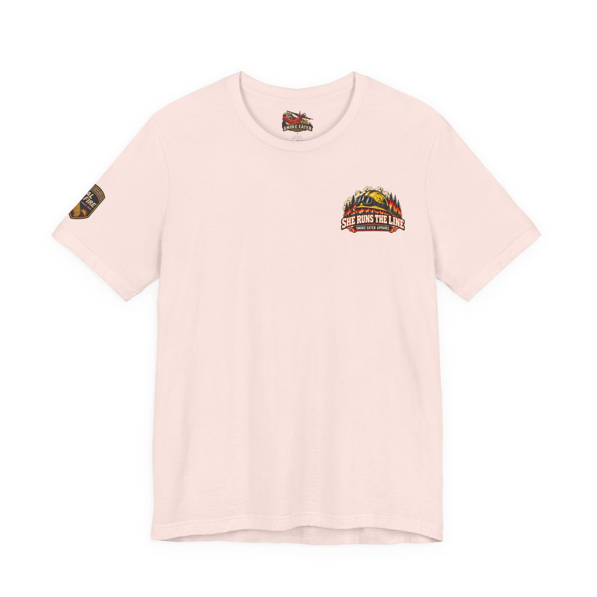 She Runs the Line – Female Wildland Firefighter Crew Leader T-Shirt