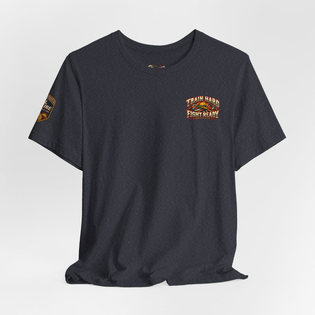 Train Hard, Fight Ready – Skeleton Wildland Firefighter Smoke Eater T-Shirt