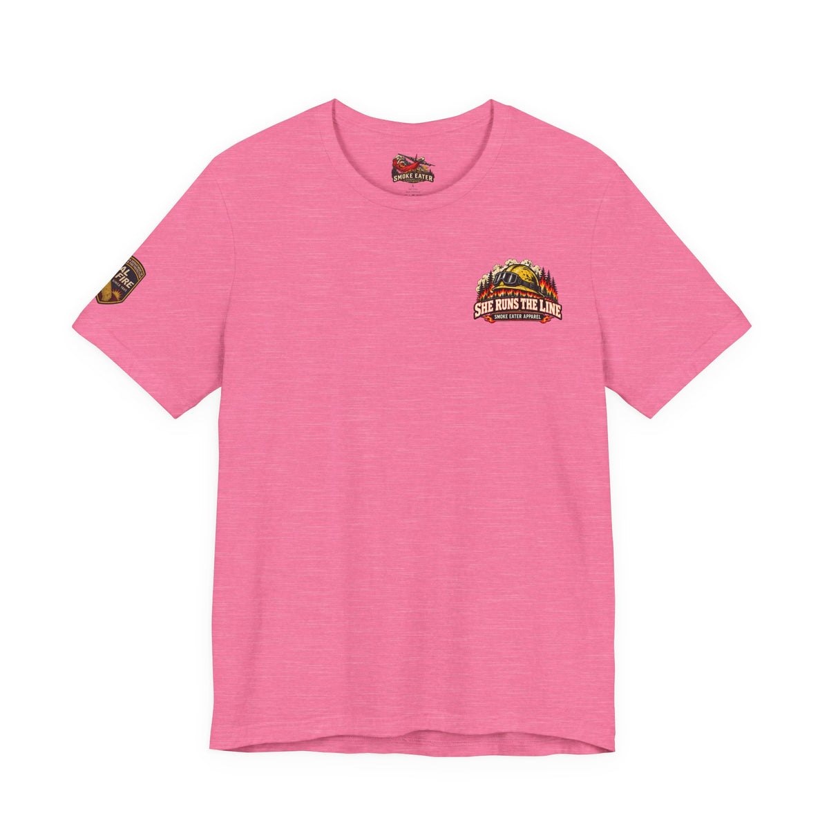 She Runs the Line – Female Wildland Firefighter Crew Leader T-Shirt