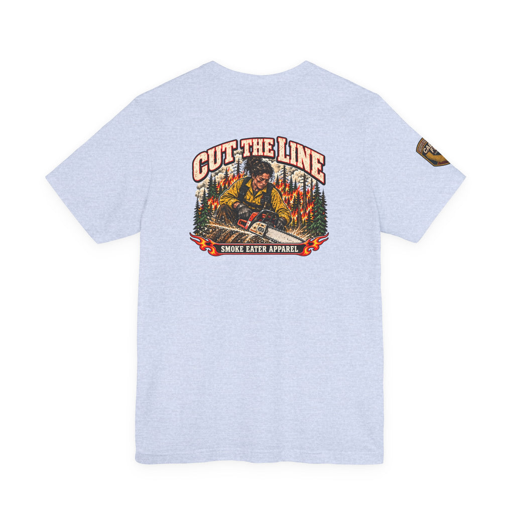 Cut the Line – Female Wildland Firefighter Chainsaw T-Shirt
