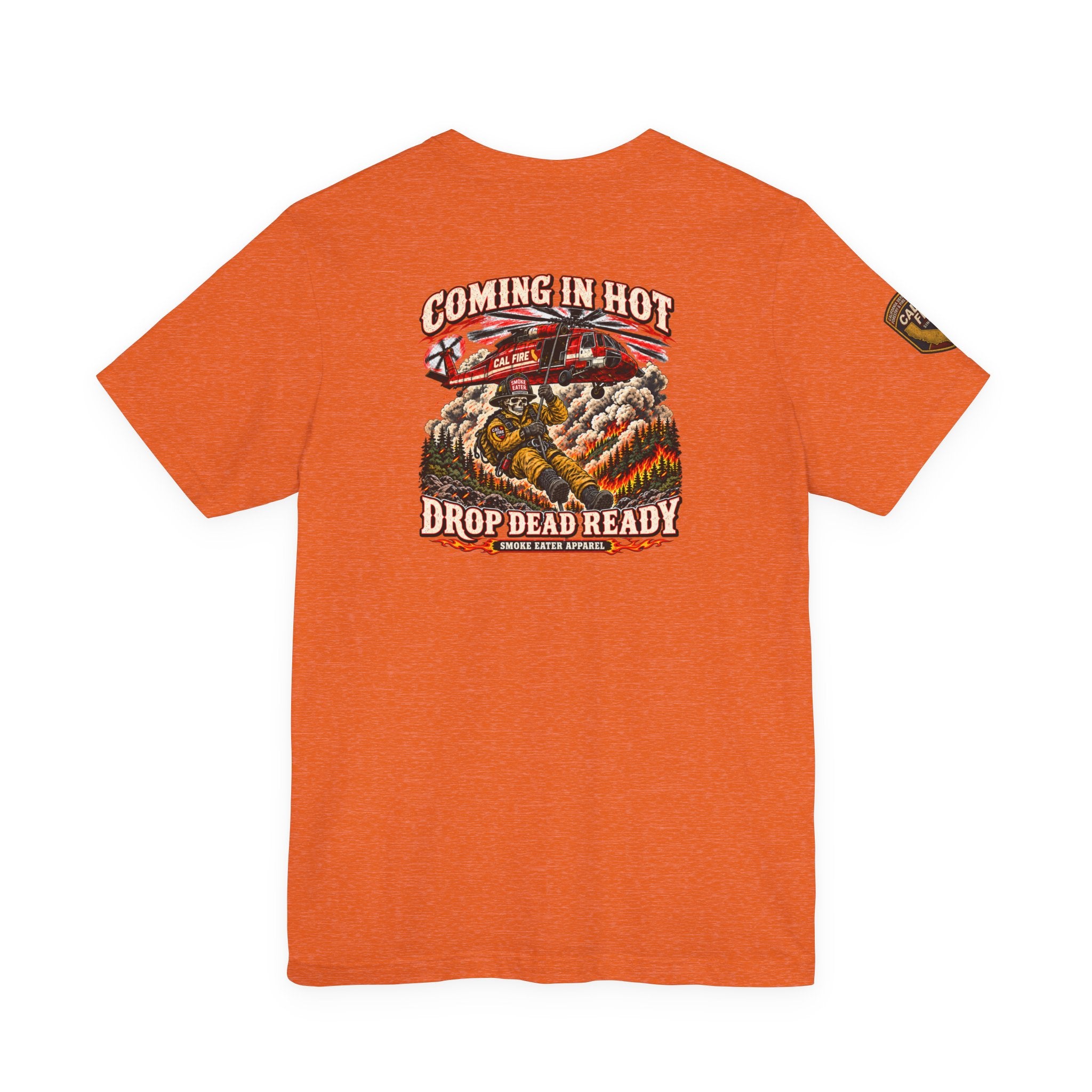 Drop Dead Ready Skeleton Wildland Firefighter Helicopter T-Shirt