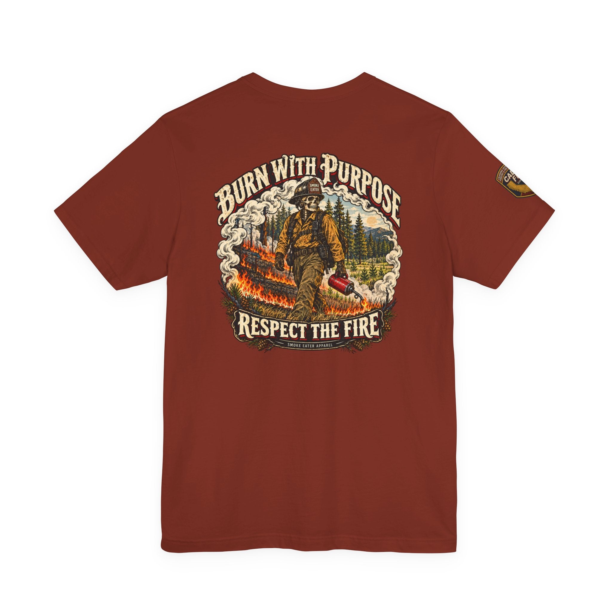 Copy of Skull Firefighter Graphic Tee | CAL FIRE Plane, Wildfire Smoke