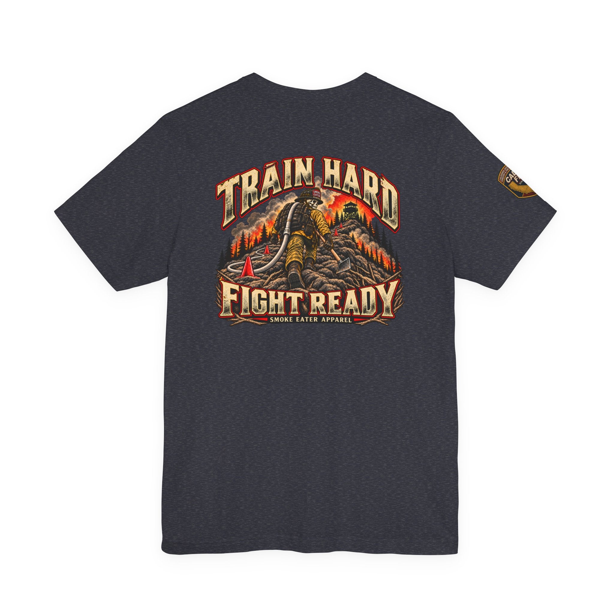 Train Hard, Fight Ready – Skeleton Wildland Firefighter Smoke Eater T-Shirt