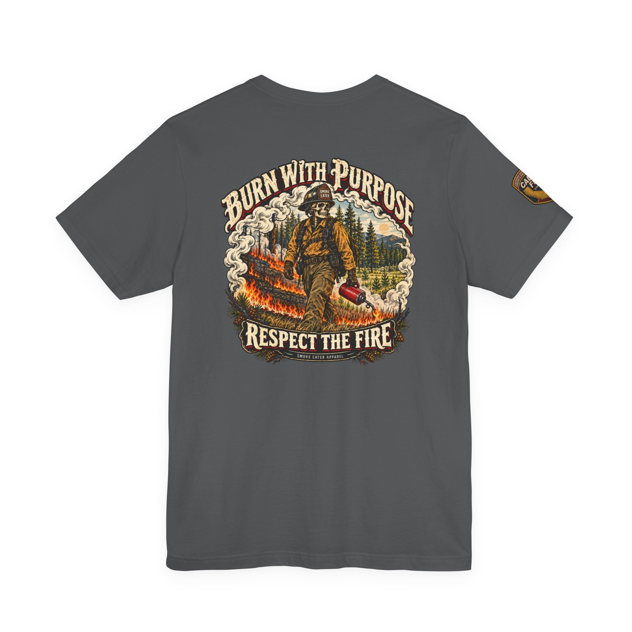 Copy of Skull Firefighter Graphic Tee | CAL FIRE Plane, Wildfire Smoke