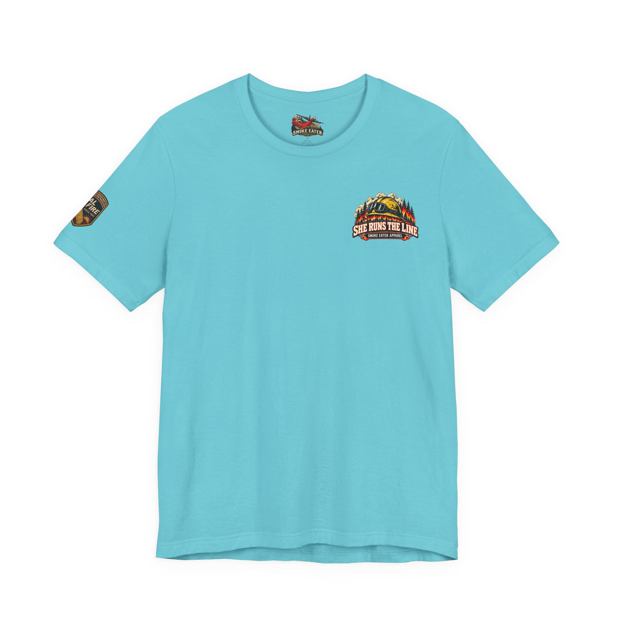 She Runs the Line – Female Wildland Firefighter Crew Leader T-Shirt