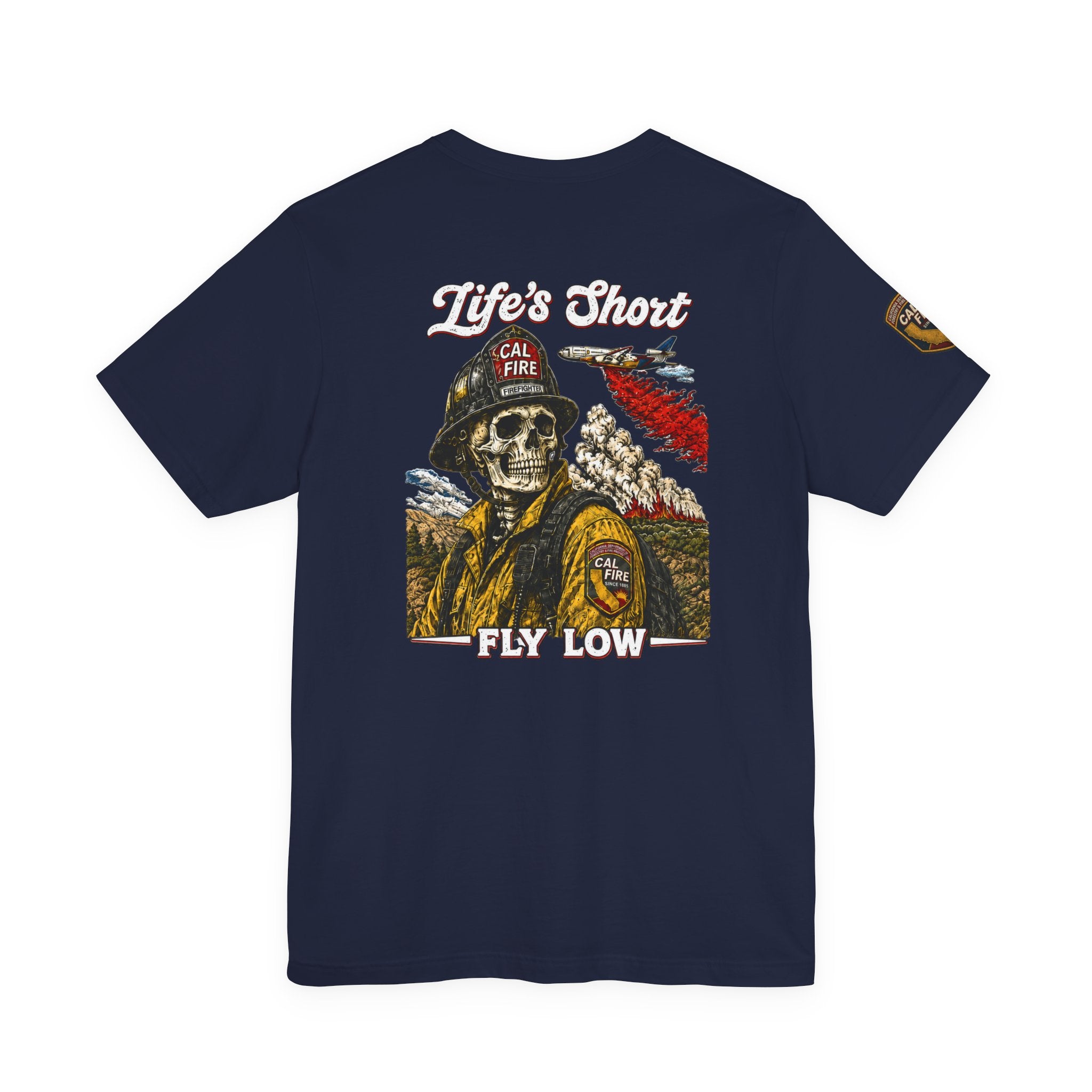 Skull Firefighter Graphic Tee | CAL FIRE Plane, Wildfire Smoke