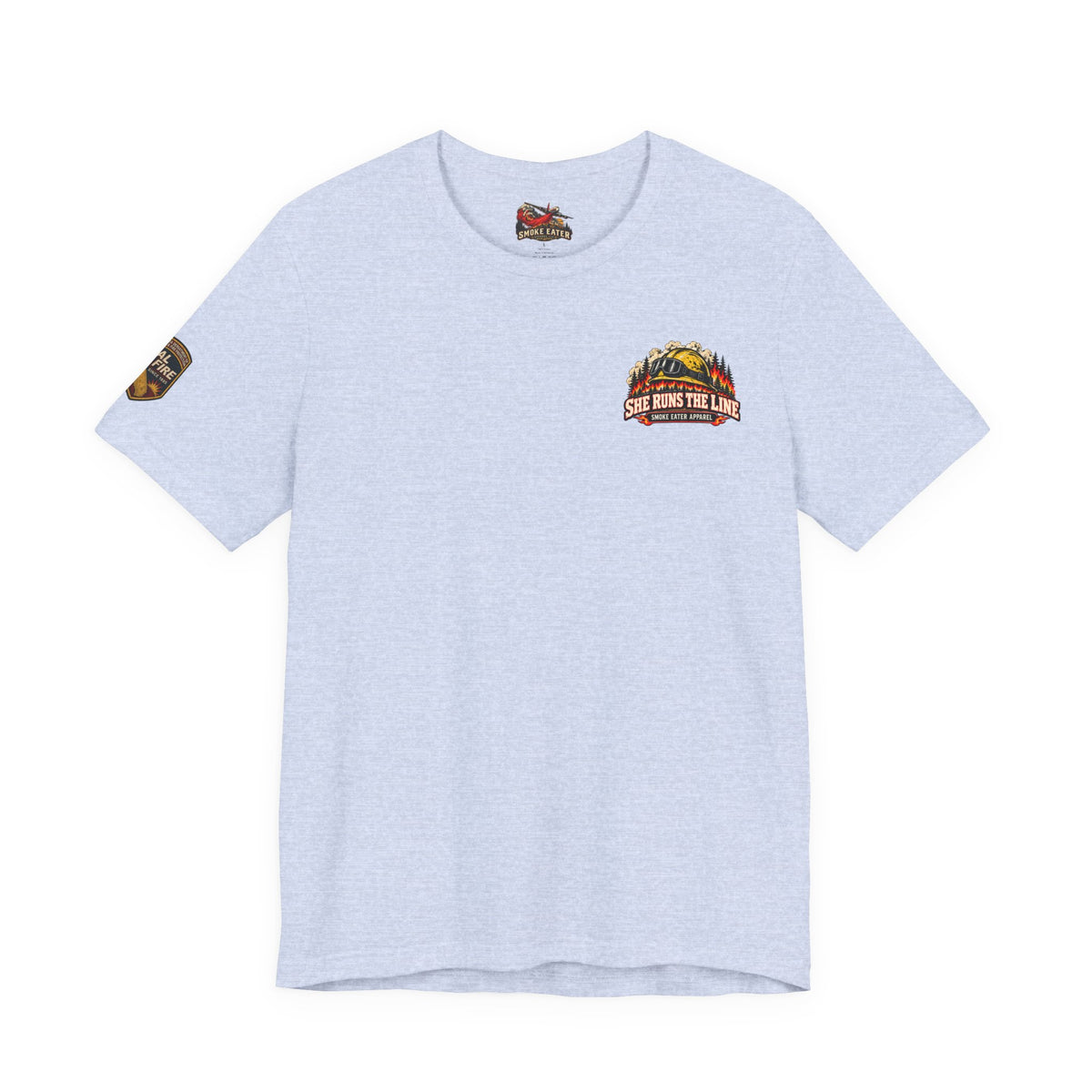 She Runs the Line – Female Wildland Firefighter Crew Leader T-Shirt