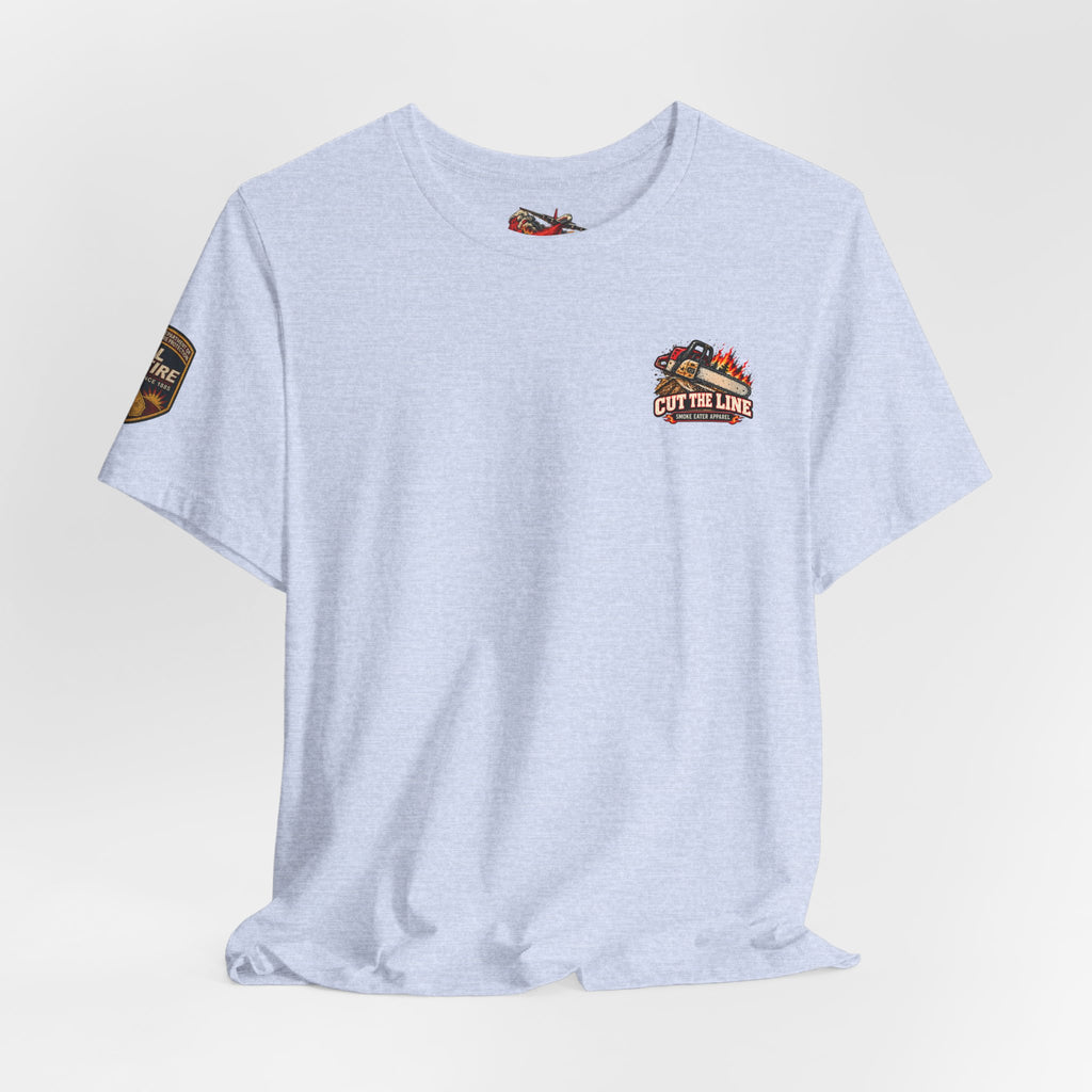 Cut the Line – Female Wildland Firefighter Chainsaw T-Shirt