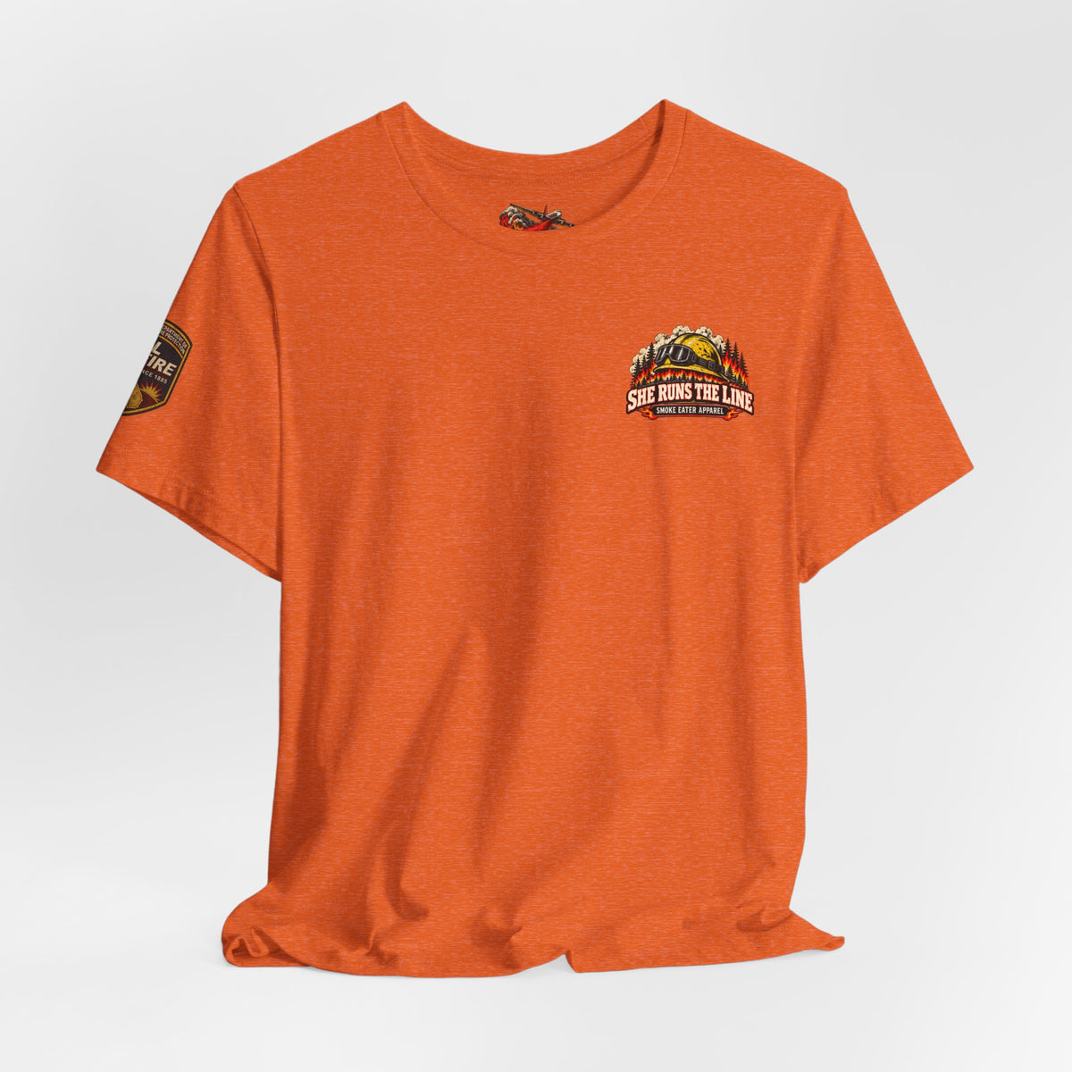 She Runs the Line – Female Wildland Firefighter Crew Leader T-Shirt