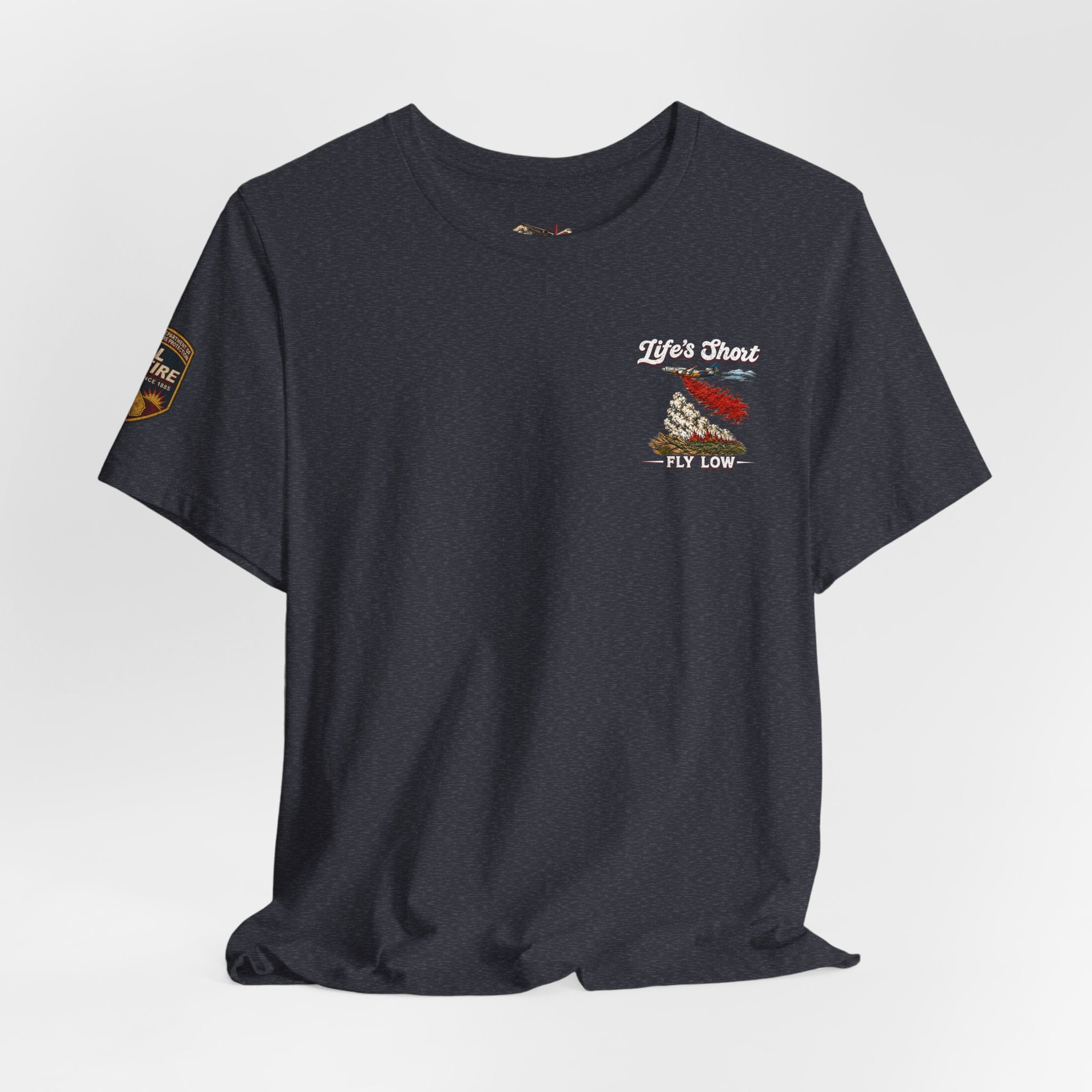 Skull Firefighter Graphic Tee | CAL FIRE Plane, Wildfire Smoke