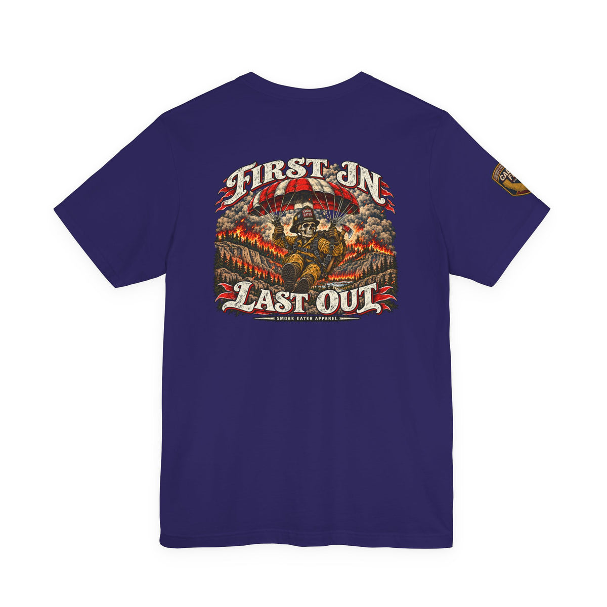 Skull Firefighter Graphic Tee | CAL FIRE Plane, Wildfire Smoke