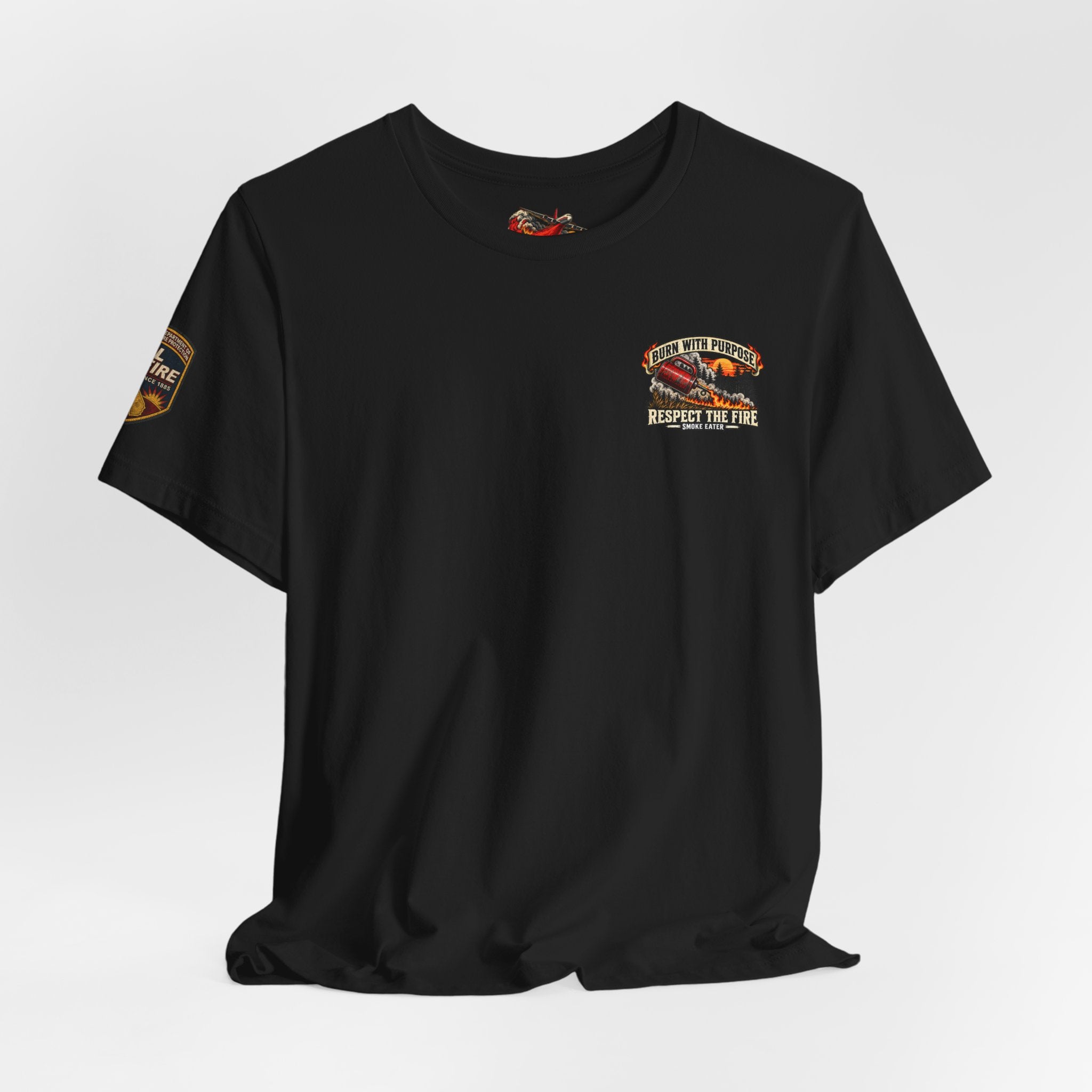 Skull Firefighter Graphic Tee | CAL FIRE Plane, Wildfire Smoke