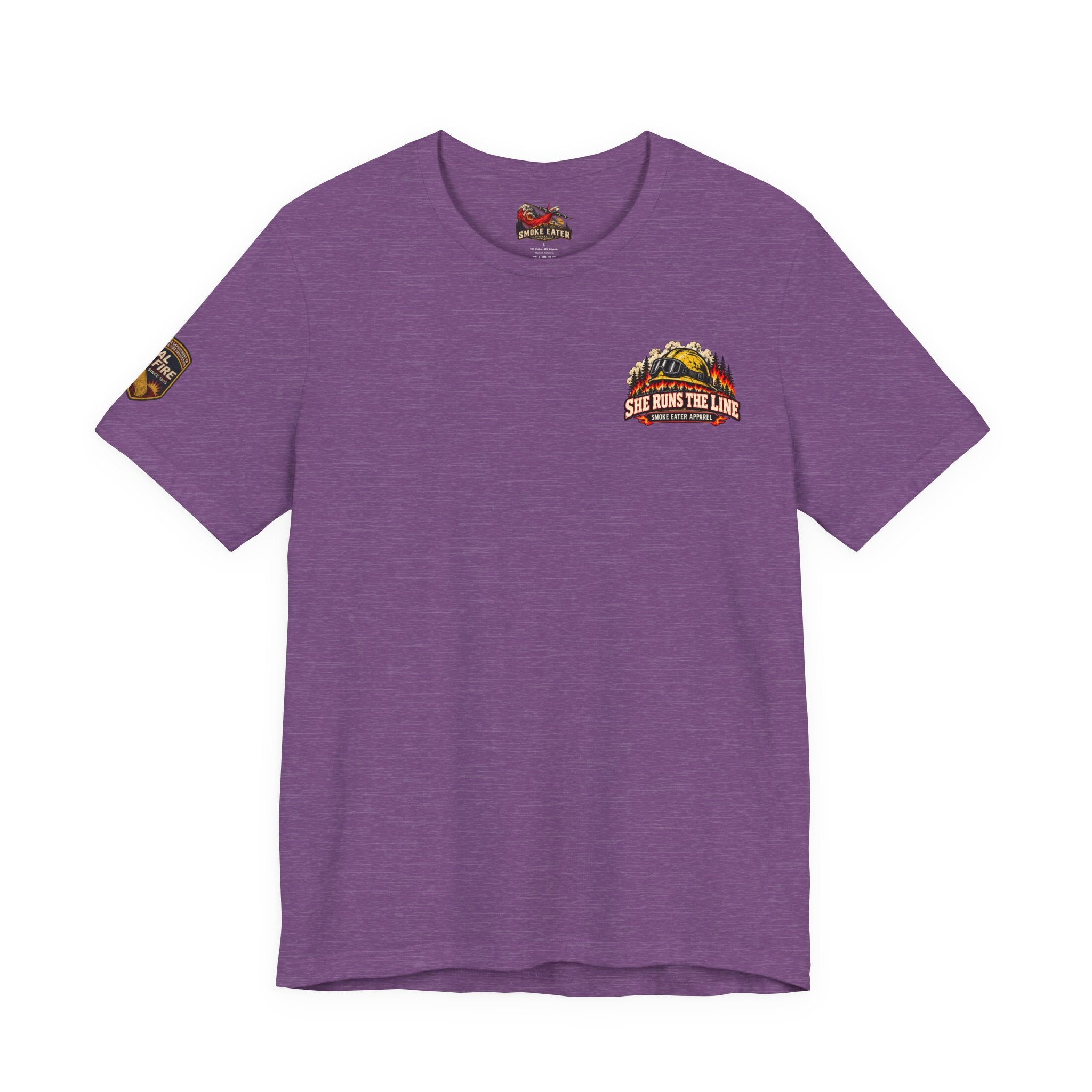 She Runs the Line – Female Wildland Firefighter Crew Leader T-Shirt