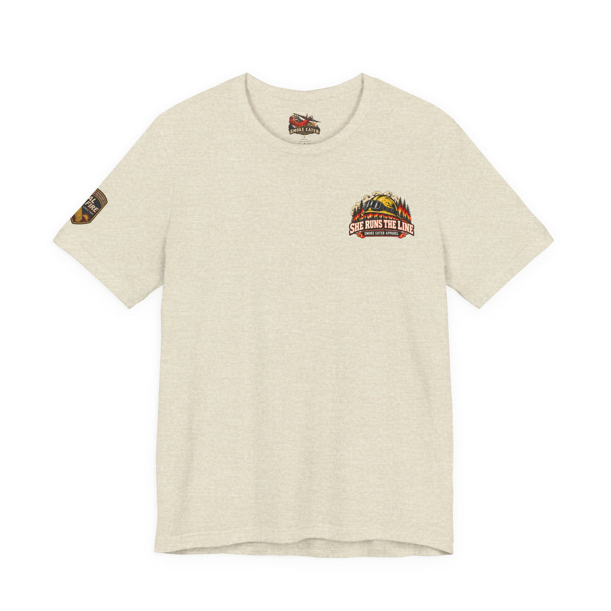 She Runs the Line – Female Wildland Firefighter Crew Leader T-Shirt