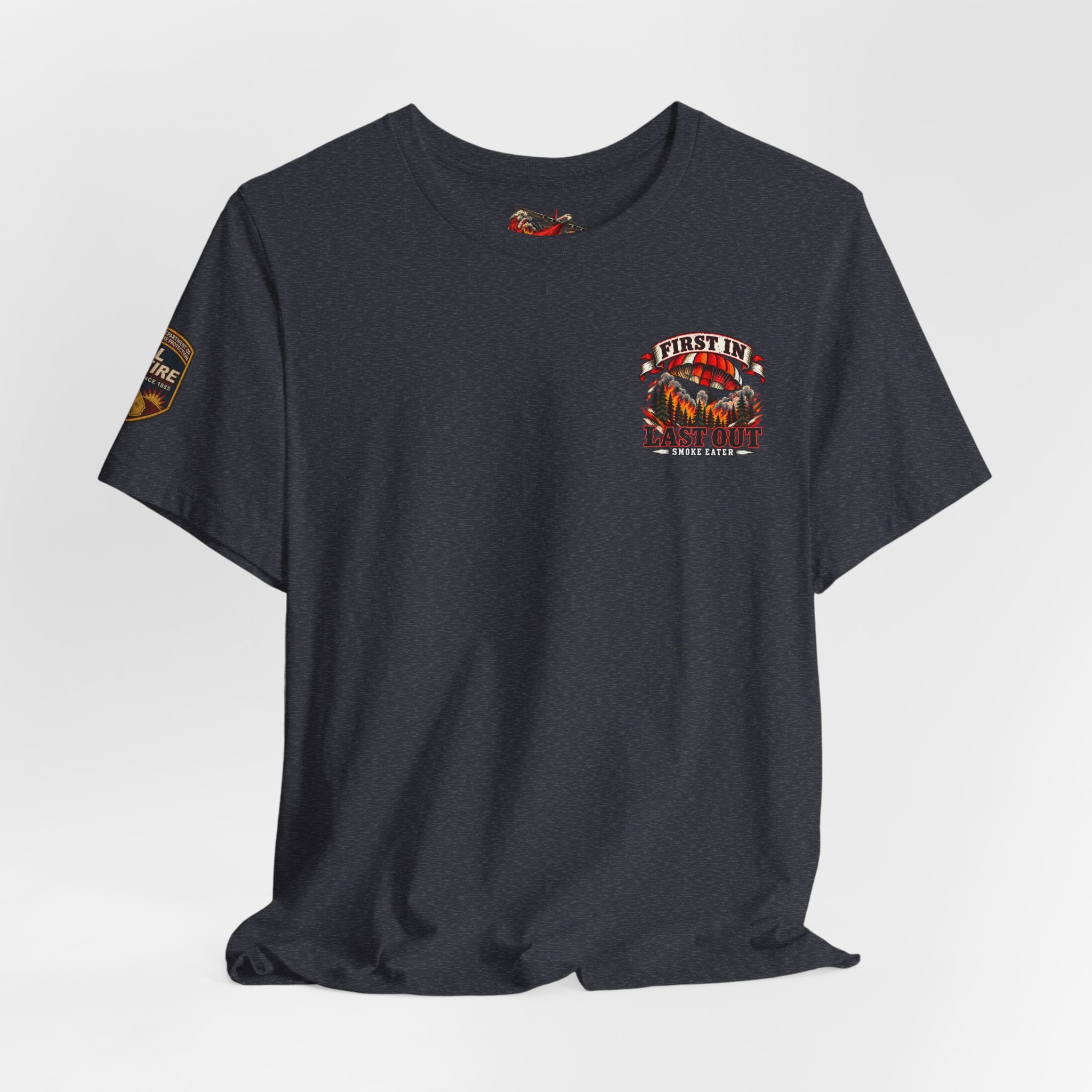 Skull Firefighter Graphic Tee | CAL FIRE Plane, Wildfire Smoke