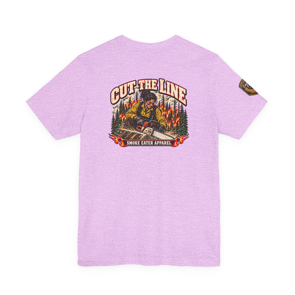 Cut the Line – Female Wildland Firefighter Chainsaw T-Shirt